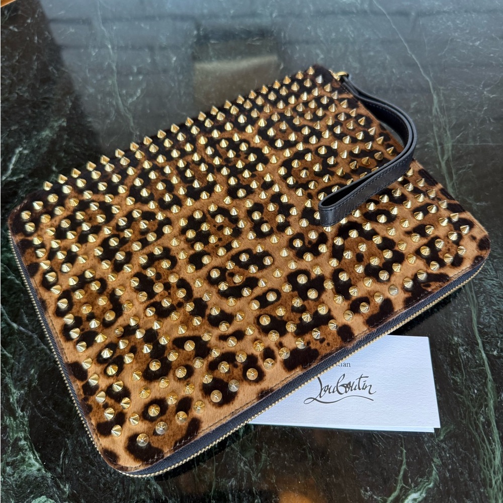 Christian Louboutin Cris Case Pony Leopard Luxor/Spikes,dust bag included